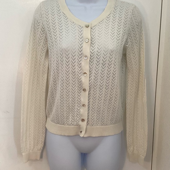 Cream Button-Up Women's cardigan - Picture 1 of 4